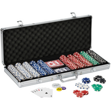 Load image into Gallery viewer, Fat Cat 500-Count Texas Hold'Em Poker Chip Set with Dice, & Aluminum Case – Premium Poker Set for Home Games (Model 55-0605)