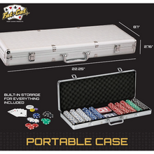 Load image into Gallery viewer, Fat Cat 500-Count Texas Hold'Em Poker Chip Set with Dice, & Aluminum Case – Premium Poker Set for Home Games (Model 55-0605)