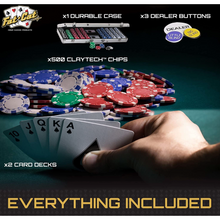 Load image into Gallery viewer, Fat Cat 500-Count Texas Hold'Em Poker Chip Set with Dice, & Aluminum Case – Premium Poker Set for Home Games (Model 55-0605)