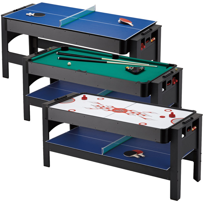 Fat Cat 3-in-1 6' Flip Multi-Game Table Pool, Air Hockey, Ping Pong