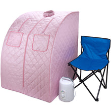 Load image into Gallery viewer, Durasage Oversized Portable Steam Sauna Tent with Steam Generator &amp; Chair for Indoors at Home (Pink)