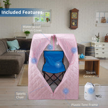 Load image into Gallery viewer, Durasage Oversized Portable Steam Sauna Tent with Steam Generator &amp; Chair for Indoors at Home (Pink)