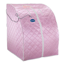 Load image into Gallery viewer, Durasage Personal Ultra Low Emf Portable Infrared Sauna for Relaxation at Home, with Handheld Remote Control, Heated Footpad and Chair (Light Pink)