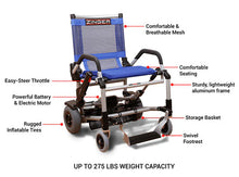 Load image into Gallery viewer, Journey Zinger Folding Portable Electric Wheelchair Power Chair
