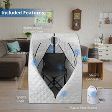 Load image into Gallery viewer, Durasage Oversized Portable Steam Sauna Tent with Steam Generator &amp; Chair for Indoors at Home