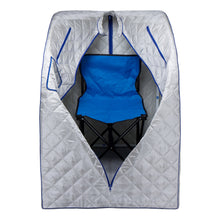 Load image into Gallery viewer, Durasage Lightweight Personal Portable Steam Sauna with Generator &amp; Chair (Light Gray Blue Trim)