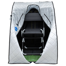 Load image into Gallery viewer, Durasage Personal Ultra Low Emf Portable Infrared Sauna for Relaxation at Home, with Handheld Remote Control, Heated Footpad and Chair (Silver)