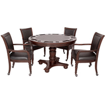 Load image into Gallery viewer, Bridgeport 48-Inch Poker Table Set with 4 Chairs – 2-in-1 Dining &amp; Poker Game Table, Walnut Finish