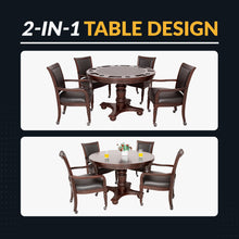 Load image into Gallery viewer, Bridgeport 48-Inch Poker Table Set with 4 Chairs – 2-in-1 Dining &amp; Poker Game Table, Walnut Finish
