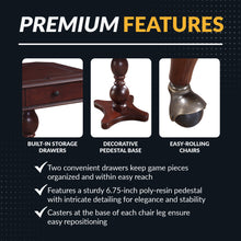 Load image into Gallery viewer, Fortress 28-Inch 3-in-1 Game Table Set with Chairs – Chess, Checkers &amp; Backgammon Pedestal Table