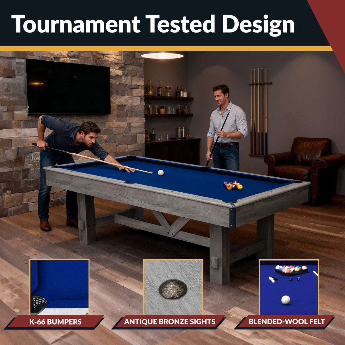 Hathaway Logan 7-Ft 3-in-1 Pool Table Set with Benches – Billiards, Pi ...