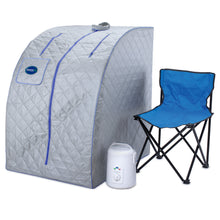 Load image into Gallery viewer, Durasage Lightweight Personal Portable Steam Sauna with Generator &amp; Chair (Light Gray Blue Trim)