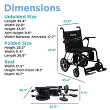 Load image into Gallery viewer, Journey Air Elite Foldable Electric Wheelchair 26 lb Carbon Fiber Portable Power Chair