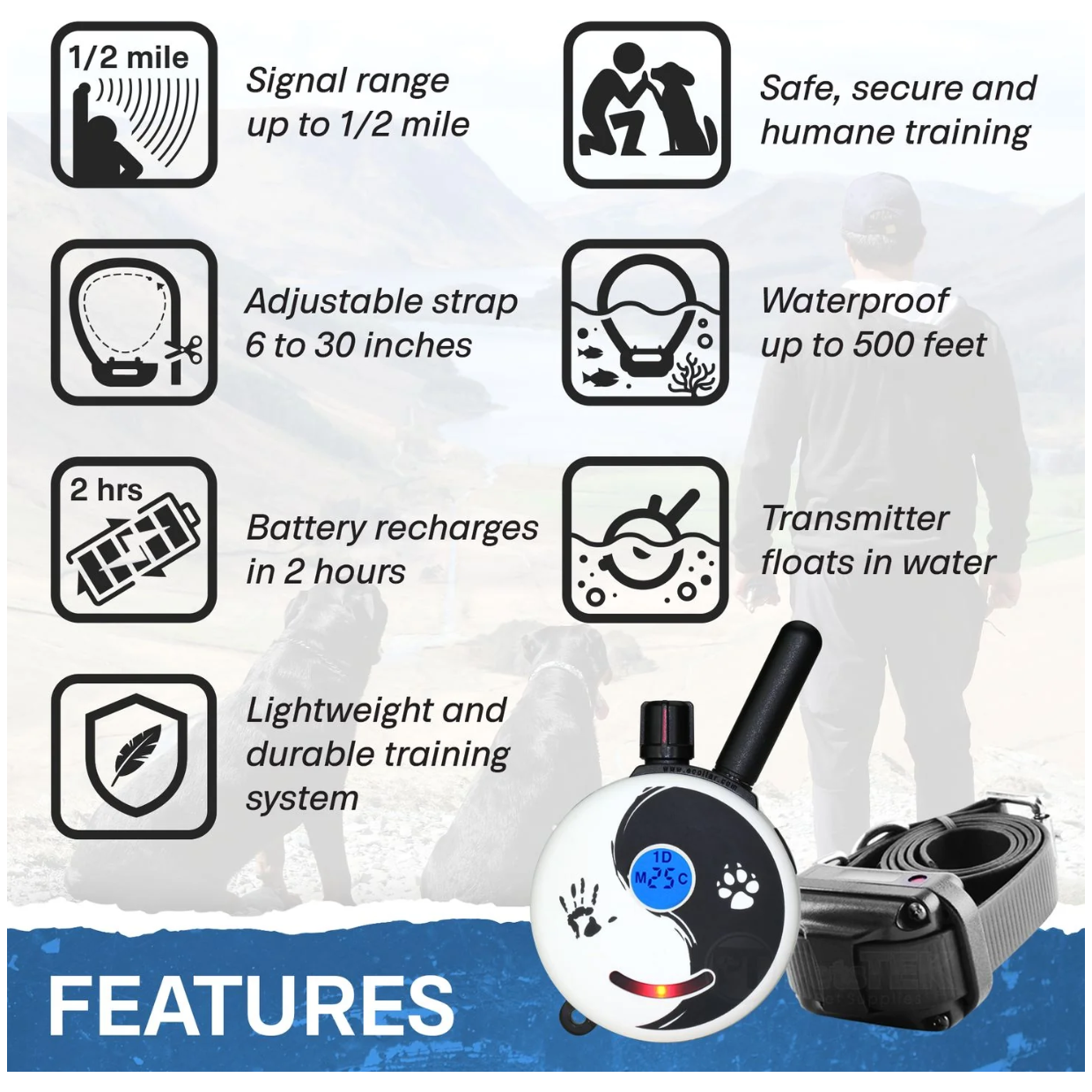 Remote Mini Educator E-Collar Technologies ET-300 Mini Educator Dog Training Collar Remote ...