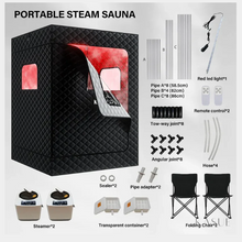 Load image into Gallery viewer, Kasue 2-Person Portable Steam Infrared Sauna, with 2 Steamers &amp; 2 Chairs For Indoors &amp; Outdoors