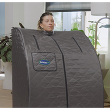 Load image into Gallery viewer, Durasage Lightweight Personal Portable Steam Sauna with Generator &amp; Chair (Dark Gray Black Trim)