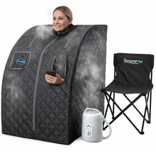 Load image into Gallery viewer, Durasage Lightweight Personal Portable Steam Sauna with Generator &amp; Chair (Black)